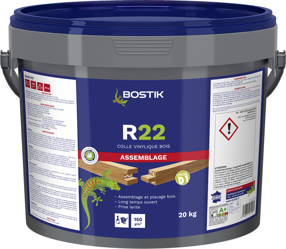 COLLE BOIS VINYLIQUE D1 - R22 SEAU 20KG