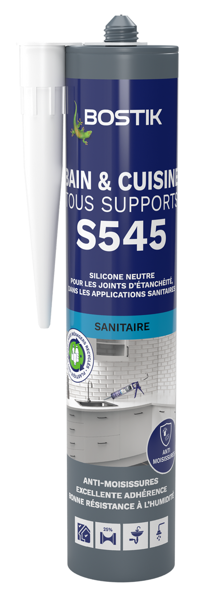 MASTIC SILICONE S545 BAIN CUISINE TOUS SUPPORTS TRANS 300ML - Photo 1