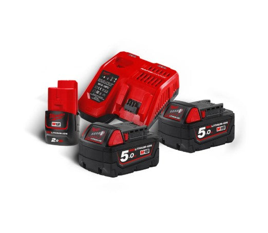 PACK 2 BATT. 18V 5AH + 1 BATT. 12V 2AH  + CHARGEUR
