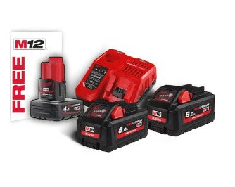 PACK 2 BATTERIES M18 + 1 BATTERIE M12 + CHARGEUR -  M18HNRG-802