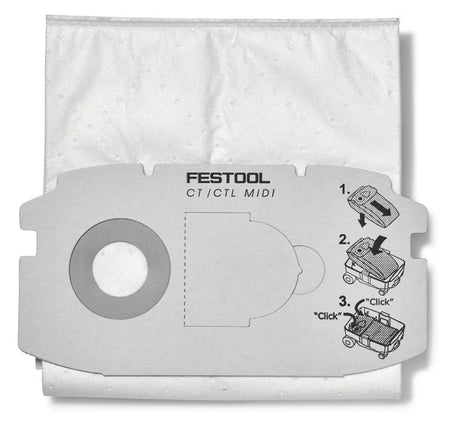 SAC FILTRE ASPIRATEUR SELFCLEAN MIDI 5 PIECES FESTOOL 498411 - Photo 1
