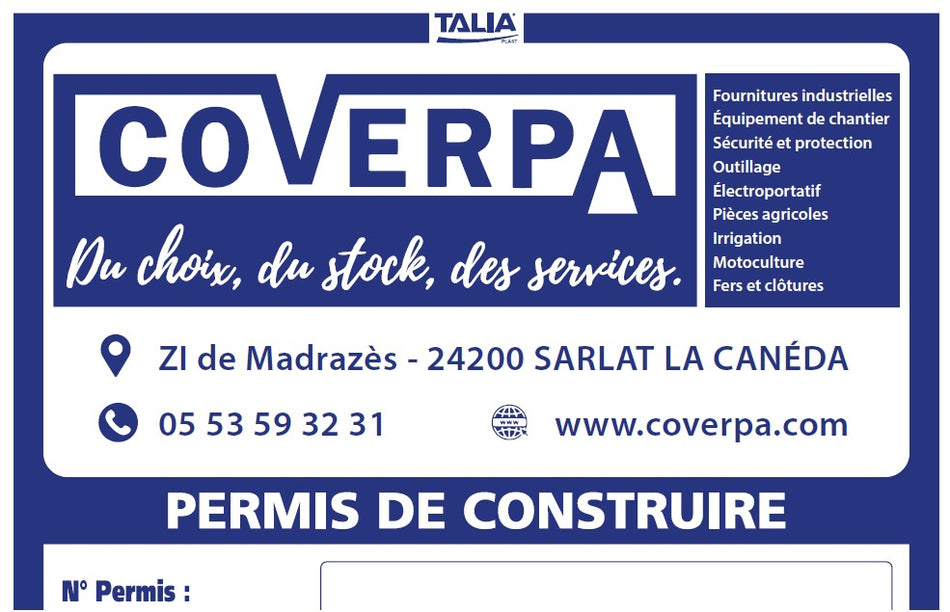 PANNEAU CHANTIER PERMIS DE CONSTRUIRE LOGO COVERPA