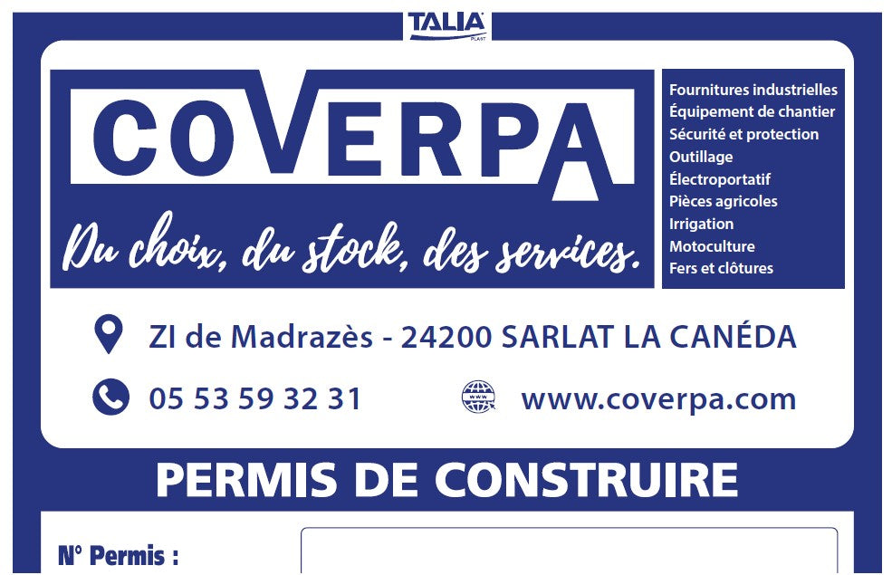 PANNEAU CHANTIER PERMIS DE CONSTRUIRE LOGO COVERPA - Photo 1