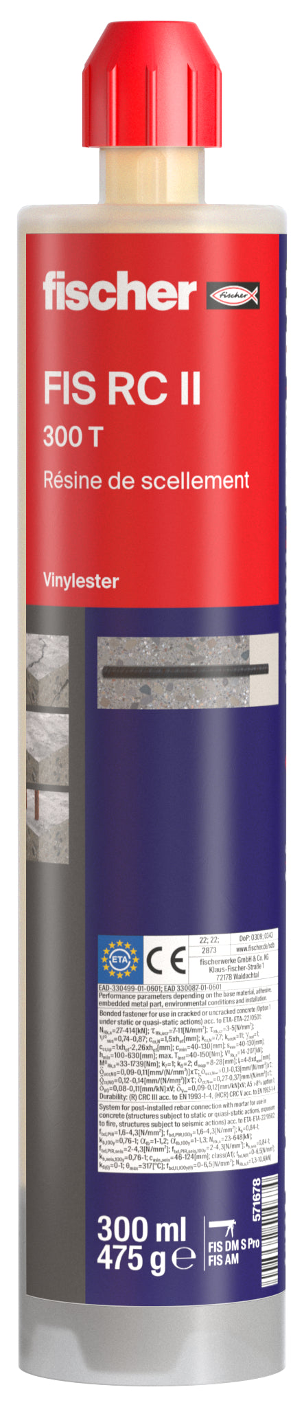 RESINE FIS RC II 300ML GRIS REPRISE FER BETON