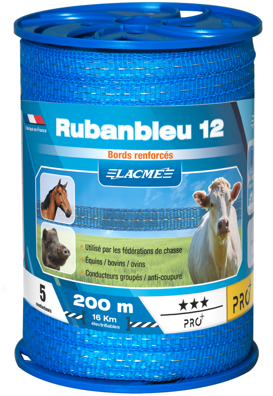 RUBAN BLEU 12MM 200M BOBINE