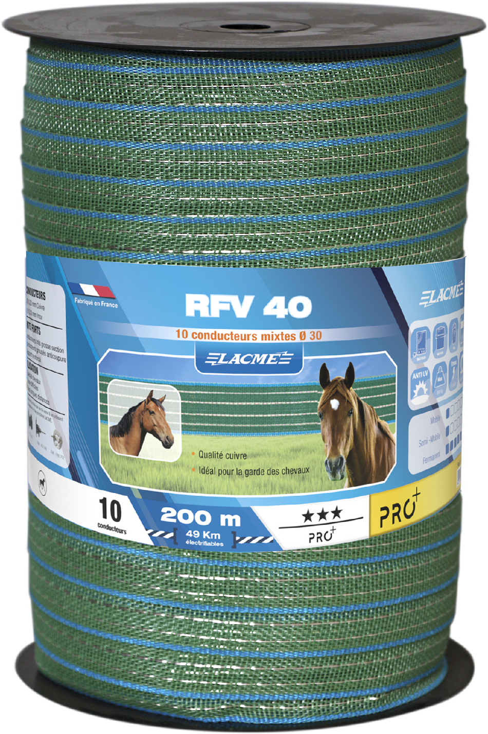 RUBAN RFV 40MM 200M VERT ***