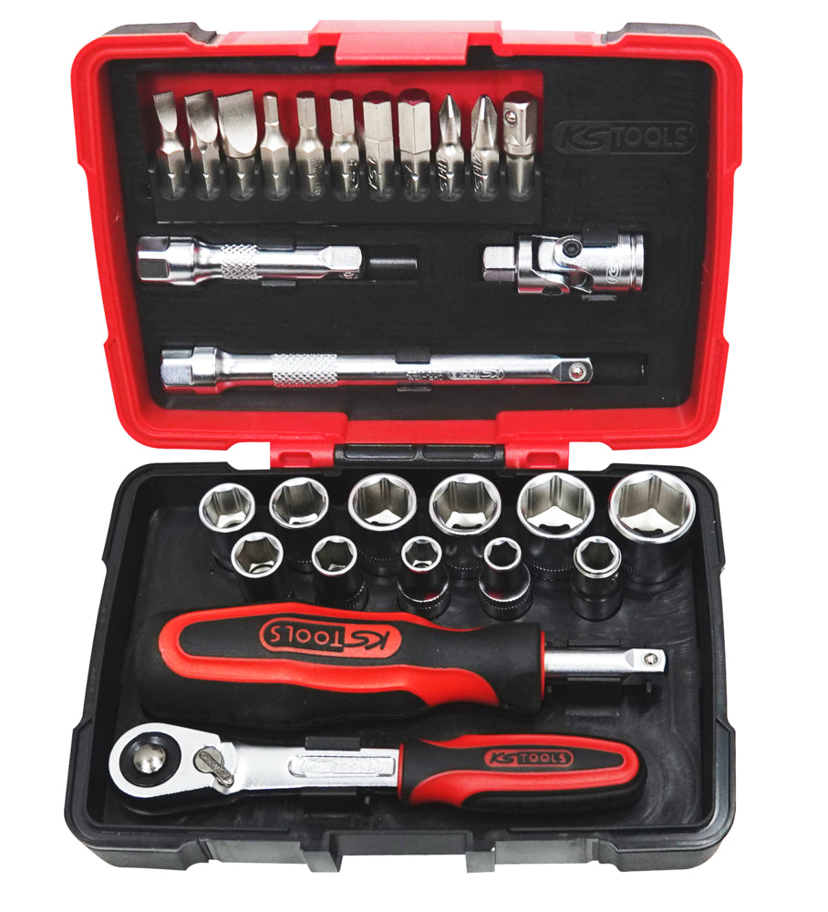 Coffret douilles 1/4'', 27 pcs