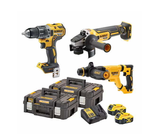 KIT DE 3 OUTILS 18V 5AH : PERCEUSE + MEULEUSE + PERFORATEUR