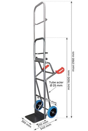 DIABLE ACIER TABLIER TÉLESCOPIQUE - 250 KG
