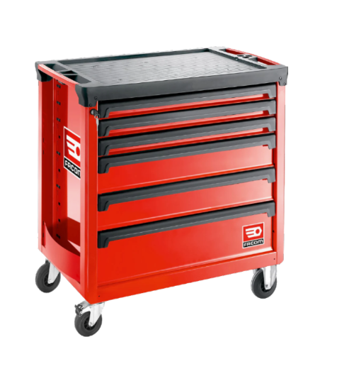SERVANTE 6 TIROIRS - 4 MODULES PAR TIROIR - ROUGE
