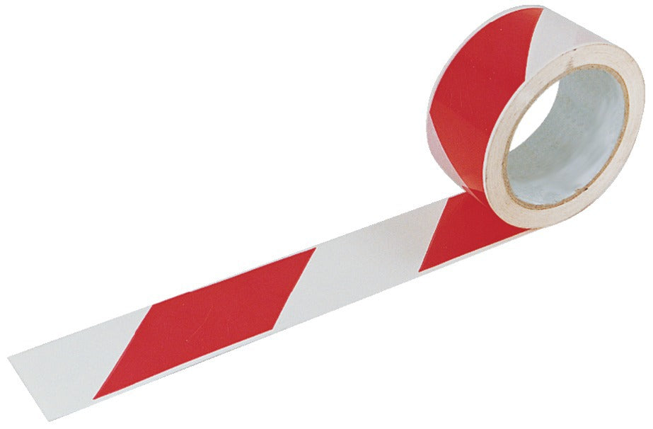 RUBAN ADHESIF ROUGE/BLANC 50MM